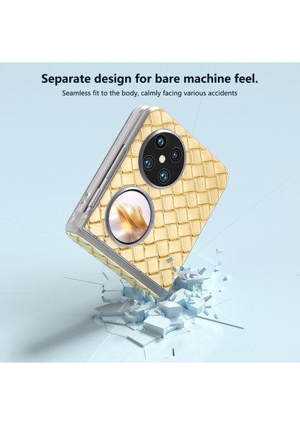 Huawei Pocket 2 Kılıf Dokuma Doku Menteşe Koruma Pu+Pc Telefon Kılıfı-Altın (Yurt Dışından) fırsatları