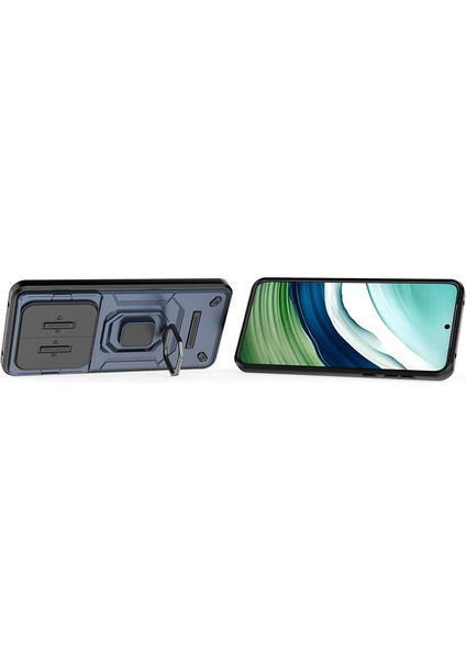 Huawei Mate 60 Kılıf Kickstand Darbeye Dayanıklı Telefon Kılıfı Sürgülü Lens Koruyucu-Mavi (Yurt Dışından) fırsatları