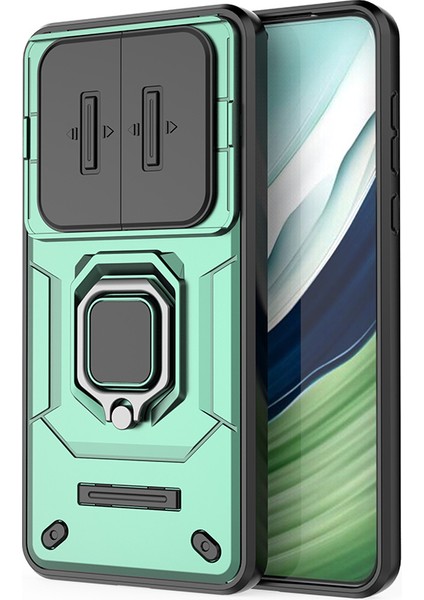 Huawei Mate 60 Kılıf Kickstand Darbeye Dayanıklı Telefon Kılıfı Sürgülü Lens Koruyucu-Yeşil (Yurt Dışından) modelleri