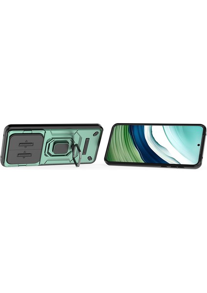 Huawei Mate 60 Kılıf Kickstand Darbeye Dayanıklı Telefon Kılıfı Sürgülü Lens Koruyucu-Yeşil (Yurt Dışından) fırsatları