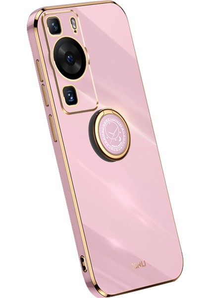 Xınlı Huawei P60 Galvanik Telefon Kılıfı Halka Ayaklı Ayak Yumuşak Tpu Telefon Kılıfı-Mor (Yurt Dışından)