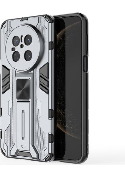 Huawei Mate 70 Kılıf Pc+Tpu Darbeye Dayanıklı Telefon Kılıfı Kickstand Ile-Siyah-Gri (Yurt Dışından)