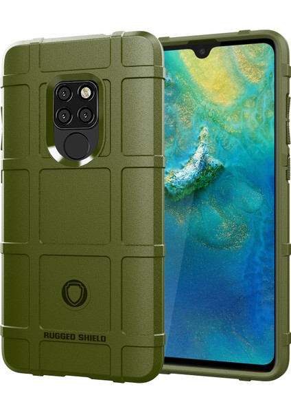 Huawei Mate 20-Ordu Yeşili Için Darbeye Dayanıklı Kare Izgara Doku Tpu Telefon Kılıfı (Yurt Dışından)