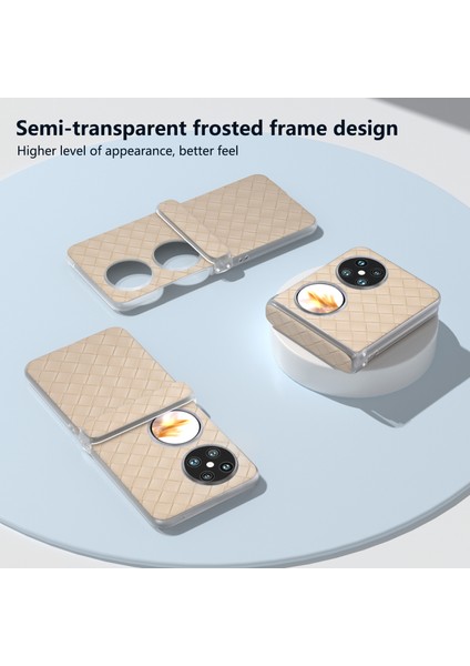 Huawei Pocket 2 Kılıf Dokuma Doku Menteşe Koruma Pu+Pc Telefon Kılıfı-Bej (Yurt Dışından) modelleri