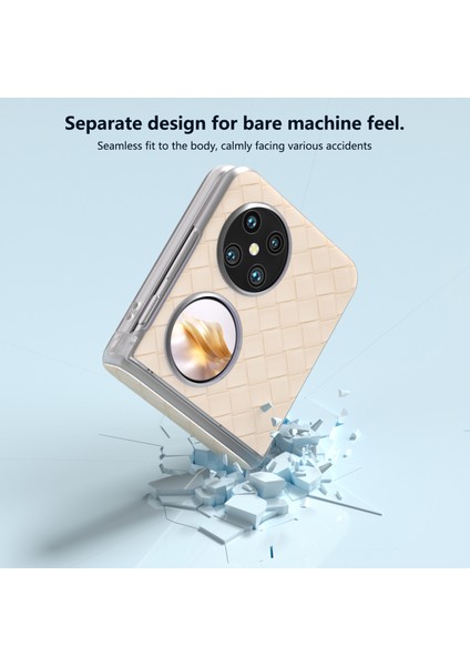 Huawei Pocket 2 Kılıf Dokuma Doku Menteşe Koruma Pu+Pc Telefon Kılıfı-Bej (Yurt Dışından) fırsatları