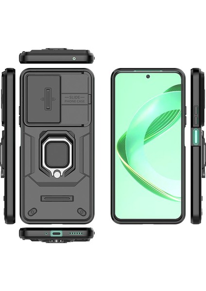 Huawei Nova 11 Se/nova 12 Se 4g Kickstand Telefon Kılıfı Sürgülü Kamera Kapağı-Siyah (Yurt Dışından)