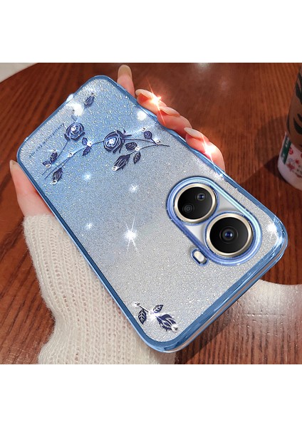 Huawei Nova 10 Se 4g Için Kadem Degrade Parıltılı Cep Telefonu Kılıfı Çiçek Yapay Elmas Dekor Yumuşak Tpu Kapak-Mavi (Yurt Dışından) indirimleri