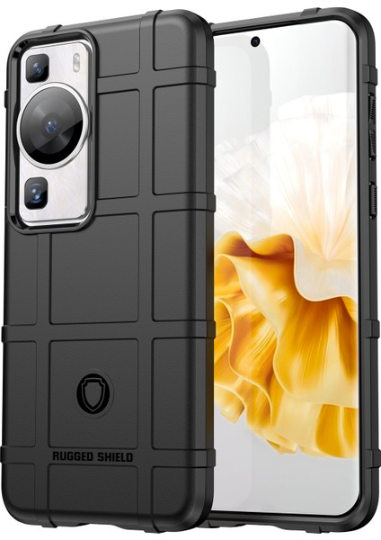 Huawei P60/P60 Pro Kare Izgara Dokulu Telefon Kılıfı Çizilmeye Dayanıklı Cep Telefonu Kapağı-Siyah (Yurt Dışından)