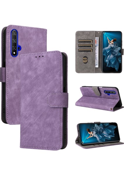 Huawei Nova 5t 4g/honor 20/20S (Çin Için)Rfıd Engelleme Telefon Kılıfı Cüzdan Standı Pu Deri Kılıf Kayışlı-Mor (Yurt Dışından) fırsatları
