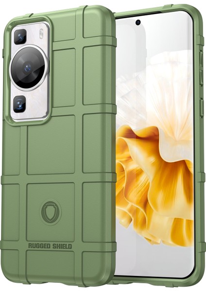 Huawei P60/P60 Pro Kare Izgara Dokulu Telefon Kılıfı Çizilmeye Dayanıklı Cep Telefonu Kapağı-Yeşil (Yurt Dışından)