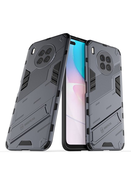 Zırh Darbeye Dayanıklı Sert Pc + Tpu Tampon Hibrit Koruyucu Kılıf Kickstand ile Huawei Nova 8i (Küresel Sürüm)/honor 50 Lite-Gri (Yurt Dışından)