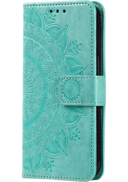 Huawei Mate 60 Cüzdan Pu Deri Telefon Kılıfı Mandala Çiçek Baskılı Stand Kapak Askılı-Yeşil (Yurt Dışından) indirimleri