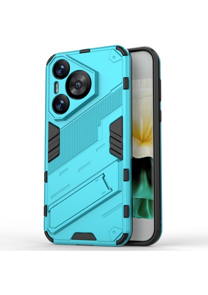 Huawei Pura 70 Kickstand Kılıf Pc+Tpu Çift Katmanlı Koruma Telefon Kılıfı-Bebek Mavisi (Yurt Dışından)
