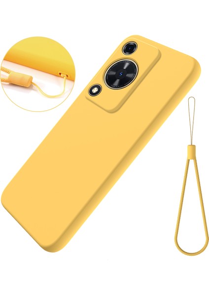 Huawei Nova Y72 4g/enjoy 70 Çizilmez Sıvı Silikon Telefon Kılıfı Kayışlı-Sarı (Yurt Dışından)
