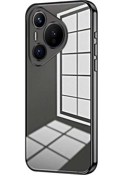 Huawei Pura 70 Kılıf Tpu Şeffaf Elektrokaplama Telefon Kılıfı-Siyah (Yurt Dışından)