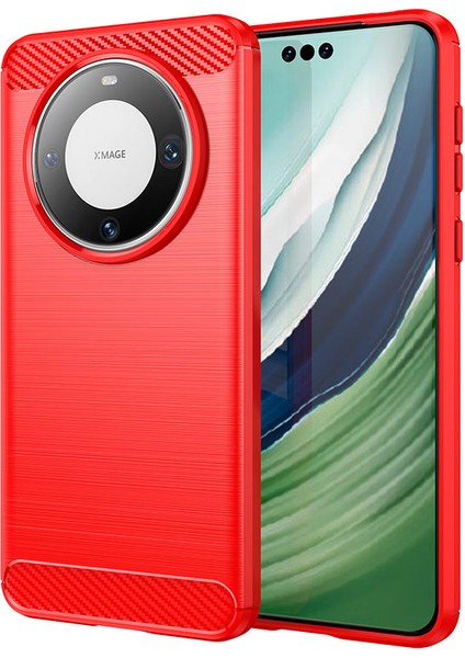 Huawei Mate 60 Pro+Kılıf Esnek Tpu Kabuk Karbon Fiber Doku Telefon Kılıfı-Kırmızı (Yurt Dışından)