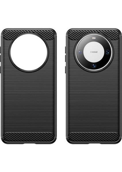 Huawei Mate 60 Pro Kılıf Ince Karbon Fiber Doku Fırçalanmış Telefon Arka Kapağı-Siyah (Yurt Dışından) modelleri