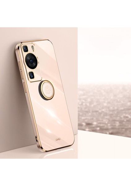 Xınlı Huawei P60 Galvanik Telefon Kılıfı Halka Ayaklı Yumuşak Tpu Telefon Kılıfı-Pembe (Yurt Dışından) indirimleri