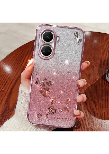 Huawei Nova 10 Se 4g Için Kadem Degrade Parıltılı Cep Telefonu Kılıfı Çiçek Yapay Elmas Dekor Yumuşak Tpu Kapak-Gül Altın (Yurt Dışından) fiyatları