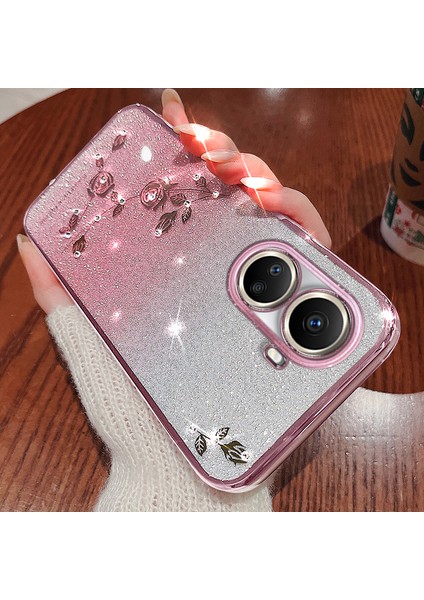 Huawei Nova 10 Se 4g Için Kadem Degrade Parıltılı Cep Telefonu Kılıfı Çiçek Yapay Elmas Dekor Yumuşak Tpu Kapak-Gül Altın (Yurt Dışından) modelleri