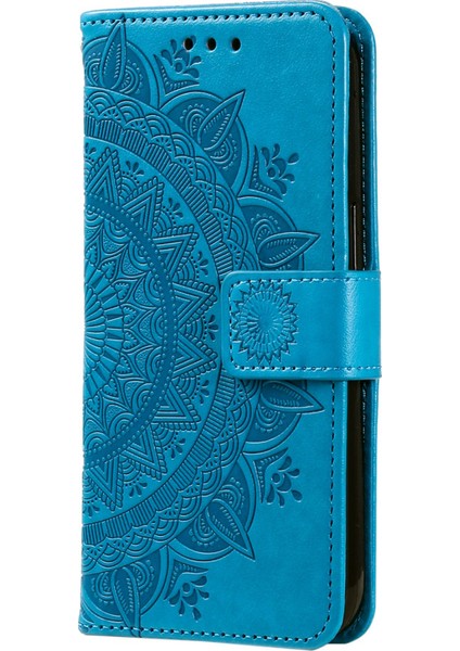 Huawei Mate 50 Pro 4g Için Anti-Düşme Cep Telefonu Kılıfı, Mandala Çiçek Desenli Baskılı Pu Deri Flip Cüzdan Kılıf Standı-Mavi (Yurt Dışından) indirimleri