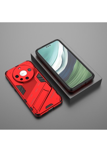 Huawei Mate 60 Pro Kickstand Arka Kapak Pc+Tpu Darbeye Dayanıklı Akıllı Telefon Kılıfı-Kırmızı (Yurt Dışından) indirimleri
