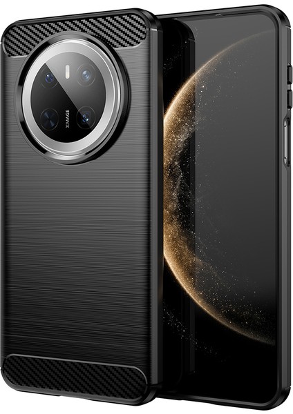 Huawei Mate 70 Kılıf Karbon Fiber Doku Fırçalanmış Telefon Arka Kapağı-Siyah (Yurt Dışından)