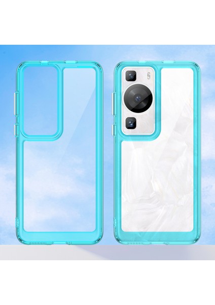 Huawei P60/P60 Pro Için Yükseltilmiş Çerçeveli Telefon Kılıfı, Tpu+Akrilik Telefon Kabuğu Düşme Koruması Kılıfı-Şeffaf Mavi (Yurt Dışından) fiyatları