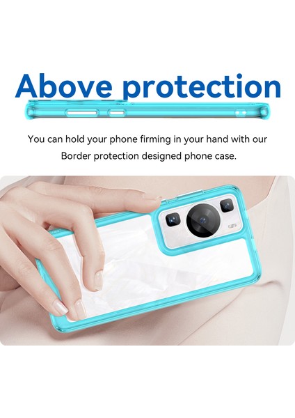 Huawei P60/P60 Pro Için Yükseltilmiş Çerçeveli Telefon Kılıfı, Tpu+Akrilik Telefon Kabuğu Düşme Koruması Kılıfı-Şeffaf Mavi (Yurt Dışından) fırsatları