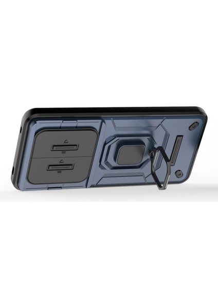 Huawei Mate 60 Pro Kılıf Kickstand Darbeye Dayanıklı Telefon Kılıfı Sürgülü Lens Koruyucu-Mavi (Yurt Dışından) modelleri