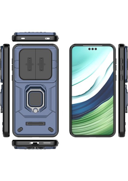 Huawei Mate 60 Pro Kılıf Kickstand Darbeye Dayanıklı Telefon Kılıfı Sürgülü Lens Koruyucu-Mavi (Yurt Dışından) indirimleri