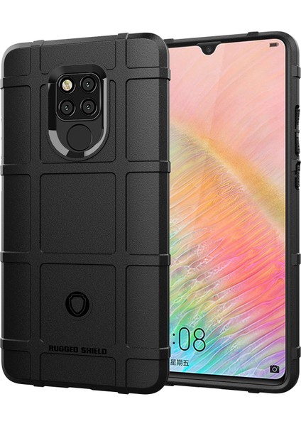 Huawei Mate 20 X-Siyah Için Darbeye Dayanıklı Kare Izgara Dokulu Yumuşak Tpu Telefon Kılıfı (Yurt Dışından)