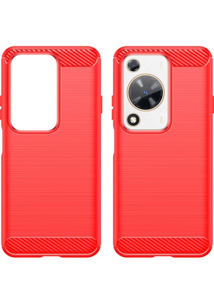 Huawei Nova Y72 4g Telefon Kılıfı Fırçalanmış Karbon Fiber Doku Tpu Arka Kapak-Kırmızı (Yurt Dışından) modelleri