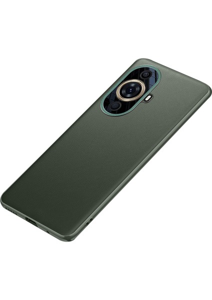 Huawei Nova 11 Pro/nova 11 Ultra Için Metal Lens Korumalı Telefon Kılıfı, Deri Kaplamalı Tpu+Pc Telefon Kılıfı (2. Nesil)-Koyu Yeşil (Yurt Dışından)