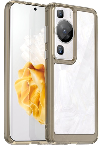 Huawei P60/P60 Pro Için Yükseltilmiş Çerçeveli Telefon Kılıfı, Tpu+Akrilik Telefon Kabuğu Düşme Koruması Kılıfı-Şeffaf Gri (Yurt Dışından)