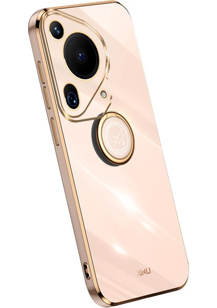 Xınlı Huawei Pura 70 Ultra Kılıf Kickstand Elektrokaplama Tpu Telefon Kılıfı-Pembe (Yurt Dışından)