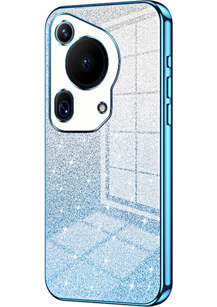 Huawei Pura 70 Ultra Kılıf Degrade Parıltılı Elektrokaplama Yumuşak Tpu Telefon Kılıfı-Mavi (Yurt Dışından)