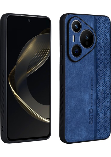 Azns Huawei Pura 70 Kılıf Pu Deri+Tpu Çizilmeye Dayanıklı Arka Kapak-Mavi (Yurt Dışından)