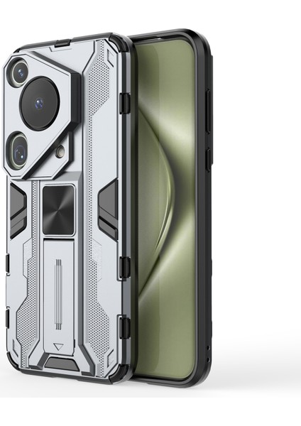 Huawei Pura 70 Ultra Kılıf Pc+Tpu Kickstand Düşmeye Karşı Telefon Kılıfı-Gri (Yurt Dışından)