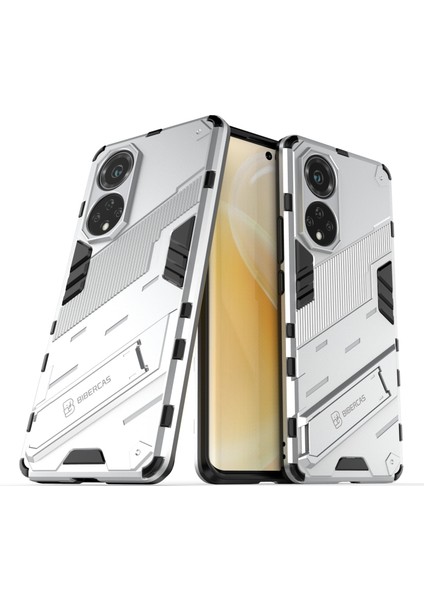 Kickstand Çizilmez Düşmez Şık Çift Katmanlı Sert Pc Yumuşak Tpu Sağlam Koruyucu Telefon Kılıfı Huawei Nova 9/honor 50-Beyaz (Yurt Dışından)