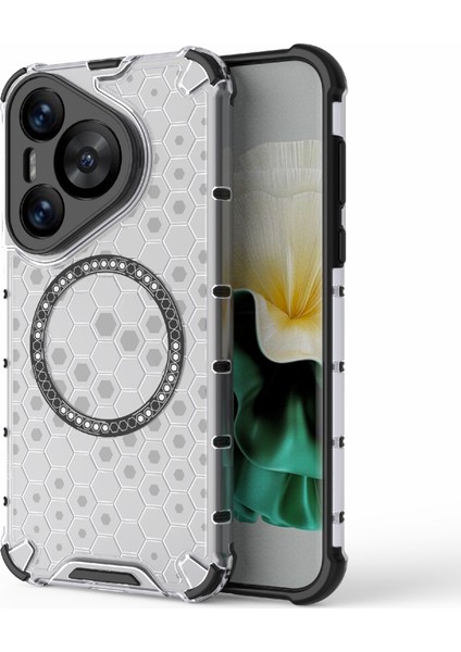 Huawei Pura 70 Manyetik Kılıf Tpu+Pc Petek Köşe Koruma Telefon Kılıfı-Şeffaf (Yurt Dışından)