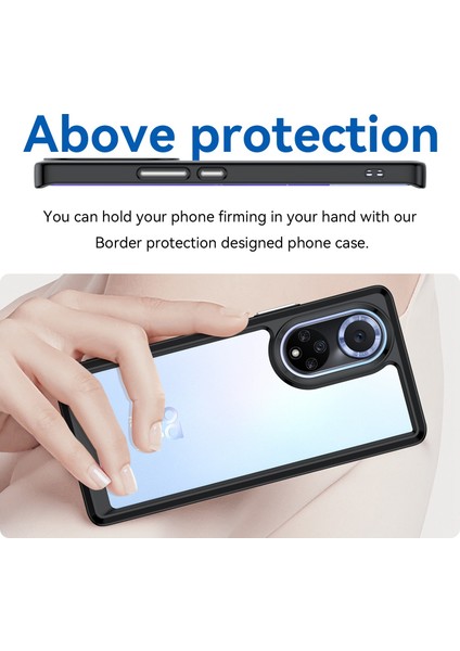 Huawei Nova 9 Pro/honor 50 Pro Şeffaf Arka Kılıf Hibrit Akrilik+Tpu Darbeye Dayanıklı Cep Telefonu Koruyucu Bağımsız Düğmelerle-Siyah (Yurt Dışından) fırsatları