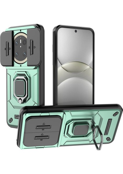Huawei Mate 70 Kılıf Pc+Tpu Kickstand Telefon Koruyucu Lens Kapağı Ile-Yeşil (Yurt Dışından)