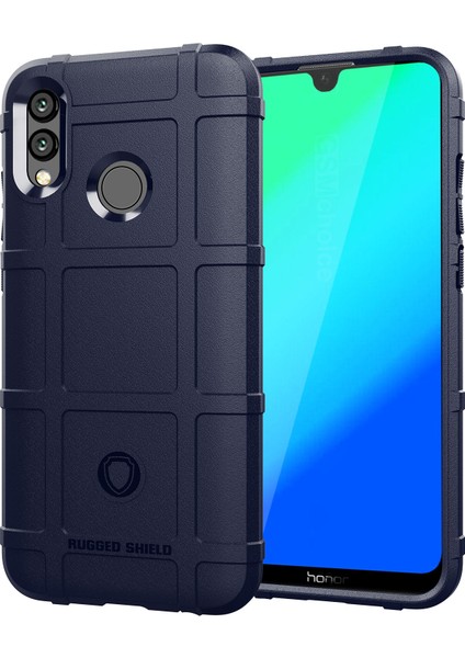Darbeye Dayanıklı Kare Izgara Doku Yumuşak Tpu Cep Telefonu Kılıfı Huawei Honor 10 Lite/p Smart (2019)-KOYU Mavi (Yurt Dışından)