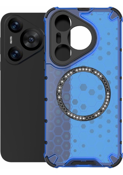 Huawei Pura 70 Manyetik Kılıf Tpu+Pc Petek Köşe Koruma Telefon Kılıfı-Mavi (Yurt Dışından) modelleri