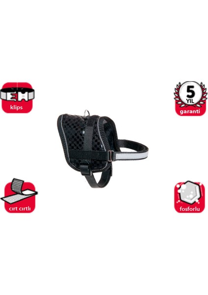 Reflektörlü Göğüs Tasma XS 31-40cm Siyah Renkli