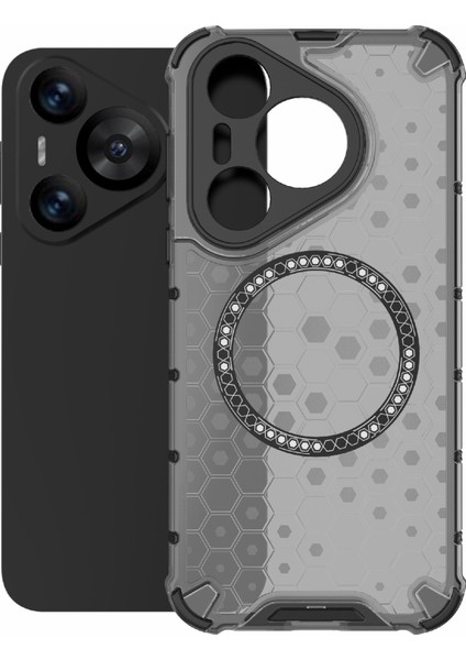 Huawei Pura 70 Manyetik Kılıf Tpu+Pc Petek Köşe Koruma Telefon Kılıfı-Gri (Yurt Dışından) modelleri
