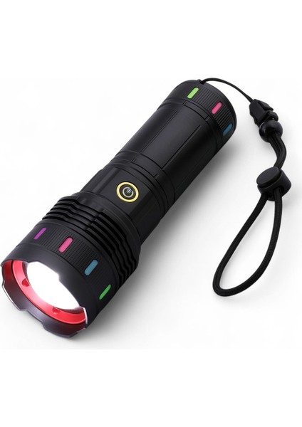 2500 Lümen Şarjlı Powerbank LED El Feneri Süper Parlak 60W Uzun Menzilli Su Geçirmez Ev Kamp Fener