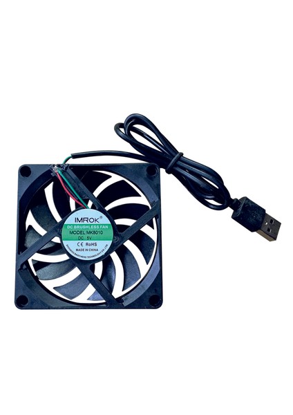 Usb Fan 80x80x10 2 Adet Harici Laptop, Modem ve Tv Soğutucu Ball Bearing sessiz 27 db 3000 rpm