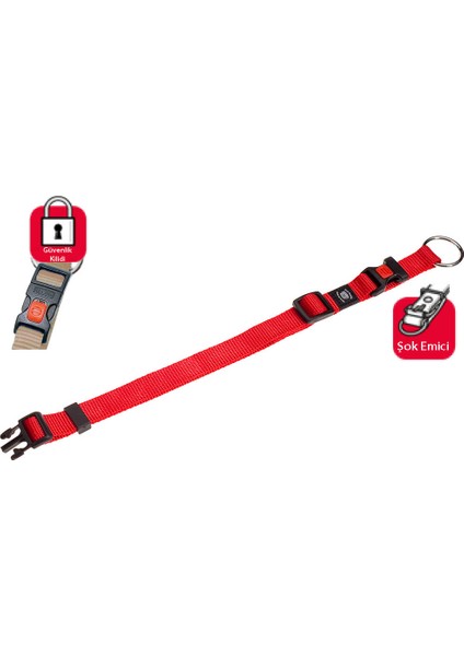 Karlıe Kilitli Boyun Tasma S 30-45CM Kırmızı